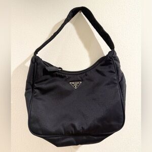 PRADA Triangle Logo Plate Top Handle Shoulder Pouch Bag Nylon Nero Black